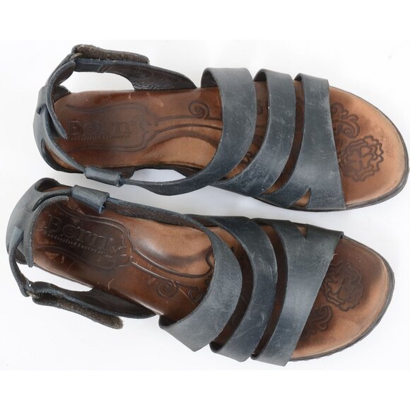 Born Kates Women's 9 Wedge Comfort Straps Casual Gladiator Sandals Hook & Loop - Picture 3 of 9